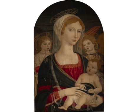 FOLLOWER OF MATTEO DI GIOVANNI ('MATTEO DA SIENA') c. 1435 Sansepolcro (Tuscany) - 1495 Siena THE VIRGIN WITH THE CHILD SURRO