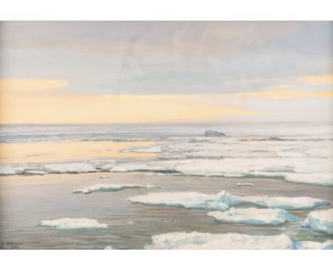 GEORG MACCO 1863 Aachen - 1933 Genoa Pair of paintings: Nordic Glacial Sea (1925, 1931) Oil on cardboard. Visible size 39 x 5