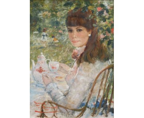 ROLF DIETER MEYER-WIEGAND 1929 Krefeld - 2006 Cologne PORTRAIT OF A LADY Oil on panel. 29,5 x 21,5 cm (F. 47,5 x 39,5 cm). Si