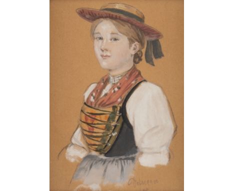 FRANZ VON DEFREGGER 1835 Iselsberg-Stronach - 1921 Munich GIRL IN TRADITIONAL COSTUME Watercolours and gouache on paper. Visi