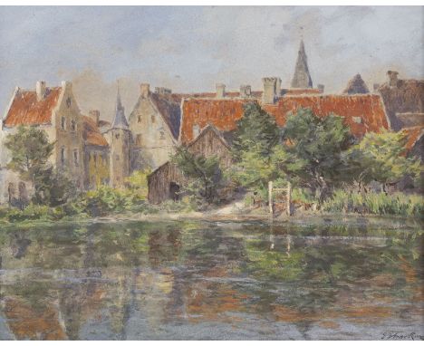 GEORG HACKER 1863 Dessau - 1945 Duesseldorf View of Langenhorst near Ochtrup in Westphalia Mixed media (watercolours, gouache