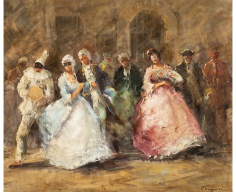 CAMPORI Active 1st h. 20th c. Venetian carnival Oil on canvas. 52 x 61 cm (F. 69 x 78 cm). Signed lower right 'Campori'. Fram