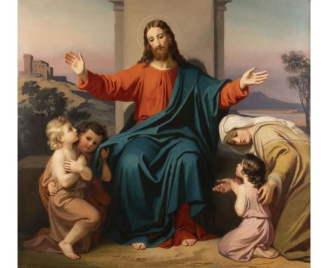 MELCHIOR PAUL VON DESCHWANDEN 1811 Stans - 1881 ibid. Jesus blessing the children (1871) Oil on canvas (relined). 102 x 113 c