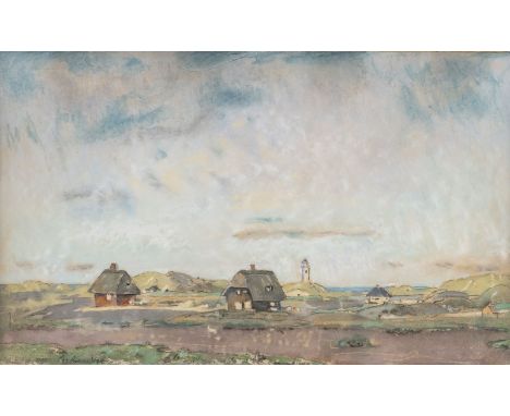 ALBERT AEREBOE 1889 Luebeck - 1970 ibidem FRISIAN LANDSCAPE Chalks on paper, mounted on cardboard. Visible size 29,5 x 48,5 c
