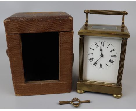 Cased bevelled glass carriage clock