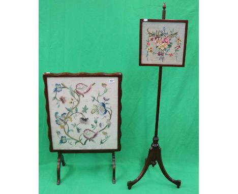 Pole screen &amp; embroidered firescreen