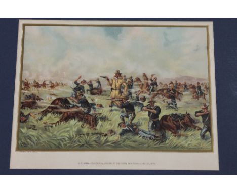 The Werner Company (Publisher) : U.S. Army - Custer massacre at Big Horn - June 25, 1876, chromolithograph, 23 cm x 33 cm, to