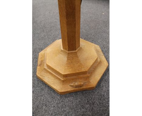 An oak standard lamp by Robert 'Mouseman' Thompson of Kilburn, height 138 cm.