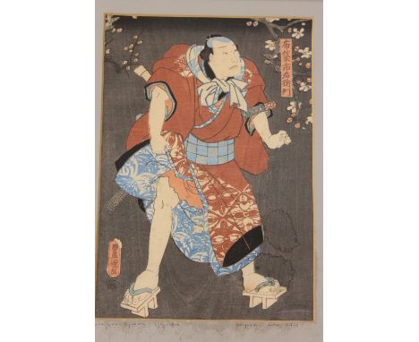 UtagawaToyokuni : Original Actor Print,woodcut in colours, 33 cm x 23 cm, framed.