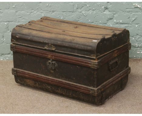 An old tin trunk.