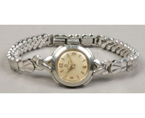 A ladies stainless steel Omega manual cocktail watch Cal. 244. Condition Report. To be used as a guide only. Running.