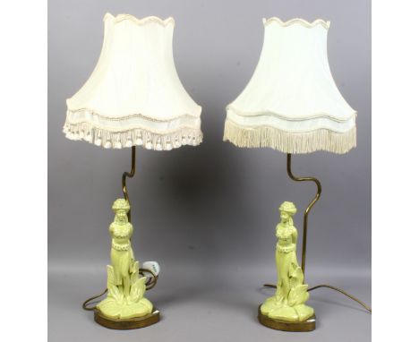 Two Gonder ceramic arts figural tablelamps.