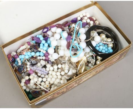 A box of costume jewellery beads.