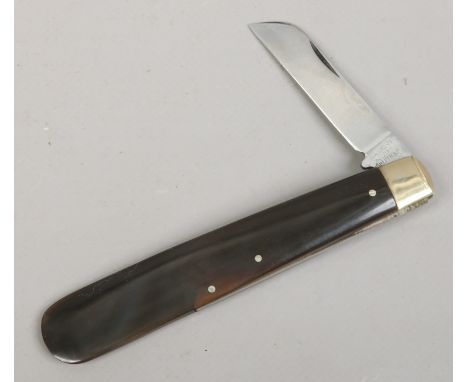 A folding pruning knife with horn scales, A. Wright & Co. Sheffield.