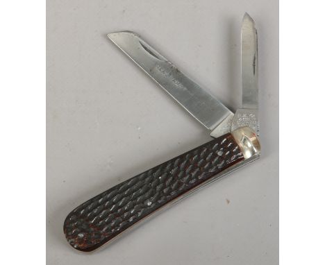 A folding two blade pocket knife with lambs foot scales, E. Blyde.