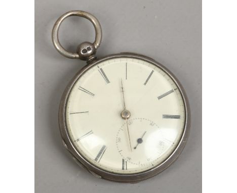 An early Victorian silver cased pocket watch with enamel dial having subsidiary seconds. Assayed Chester 1848. Condition Repo