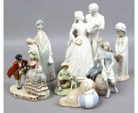 A group  of ceramic figures to include Franklin Mint figural group, title 'to have and to hold', along with Lladro style figu