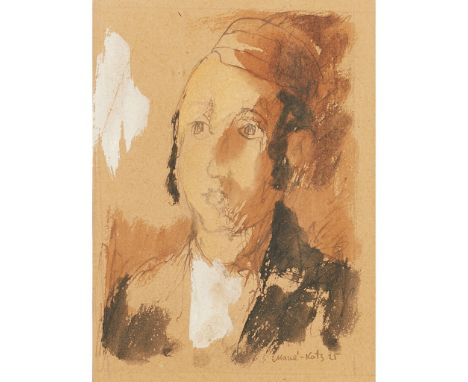 EMMANUEL MANE KATZ (UKRAINIAN 1894-1962) PORTRAIT OF A YOUNG HASIDIC JEW Signed and dated '25, watercolour and pencil on buff