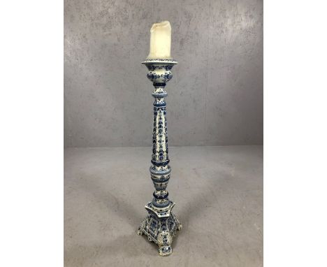 Large ceramic Delft candlestick, approx 70cm in height