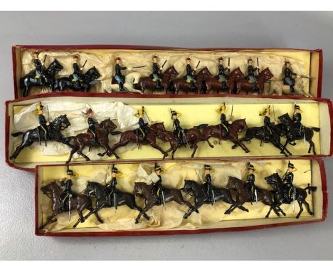 Vintage Toys W Britains Regiments of all Nations. Three sets of mounted horseback regiments (21 models in total)