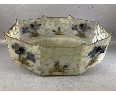 Vintage 1950s glass ceiling light shade, approx 38cm x 28cm x 14cm