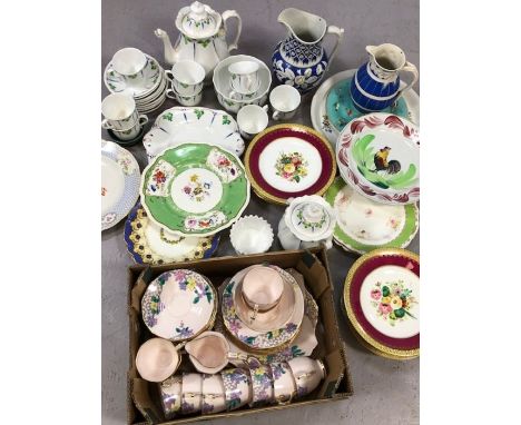 Large collection of vintage ceramics to include Art Deco Tuscan 'Plant' pattern hand painted part teaset, a further part tea 