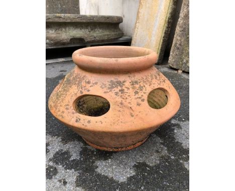 Terracotta strawberry planter, approx 36cm in diameter