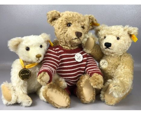 Collection of Three Steiff Teddy Bears to include the Millennium Bear with medal for Danbury Mint and one with growler!