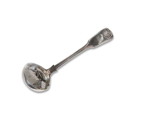 A VICTORIAN SILVER SIFTING LADLE, by&nbsp;William Gibson &amp; John Lawrence Langman,&nbsp;London 1893, Fiddle, Thread and Sh