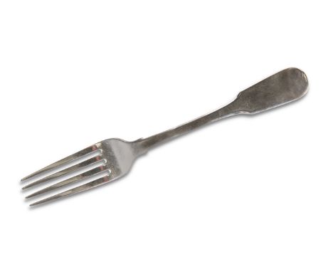 A WILLIAM IV SILVER FORK,&nbsp;by James Barber &amp; William Whitwell, York 1830, Fiddle pattern, engraved with a crest. 19.8