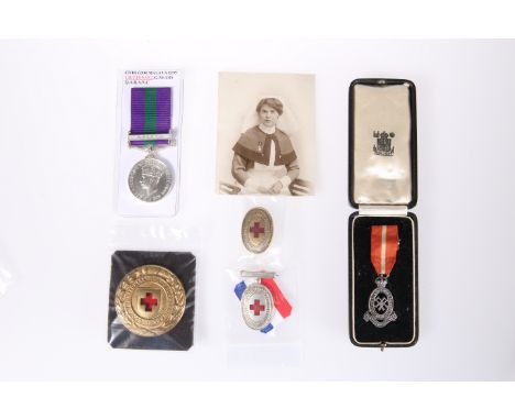 A GEORGE VI GENERAL SERVICE MEDAL WITH MALAYA BAR, Lieut. G. Neary Q.A.R.A.N.C., together with TERRITORIAL ARMY NURSING SERVI