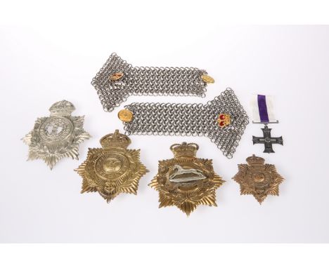 A PAIR OF OFFICER'S SHOULDER CHAINS OF THE ROYAL SCOTS GREYS, POST-1952;&nbsp;a copy George V military cross, an Other Ranks 