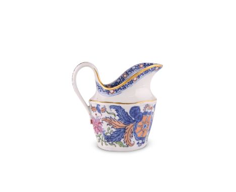 A NEW HALL CREAM JUGcirca 1800-05Painted to an unnumbered tobacco pattern. 9.4cm high.Provenance:Purchased from Stockspring A