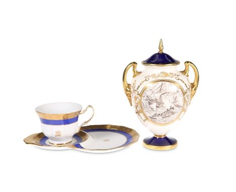 A ROYAL WORCESTER LIMITED EDITION VASE AND COVER, commemorating The Royal National Life-Boat Institution, no. 83 of 150; toge