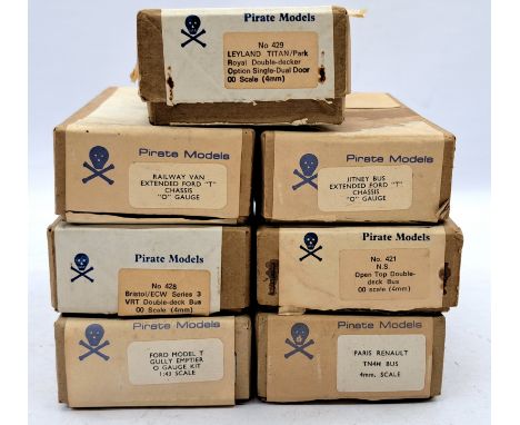 Pirate Models 1:76 Scale White Metal Model Kits, to include Jitney Bus Extended Ford 'T' Chassis, No.421 N.S. Open Top Double