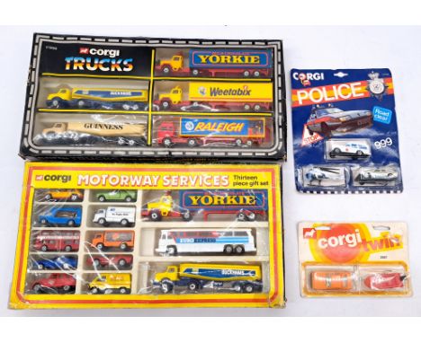 Corgi Boxed &amp; Carded Multi-Vehicle Packs, to include J3128 Motorway Services 13 piece set, C1200 Trucks 5 piece set, J314