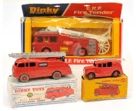 Dinky Toys Boxed Fire Engine Group, to include 250 Streamlined Fire Engine, 555 Fire Engine with Extending Ladder, 266 E.R.F.