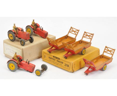 Dinky 27A &amp; 27B trade packs, comprising of 27A - Massey-Harris Tractor and 27B Harvest Trailer, each pack contains 3 exam