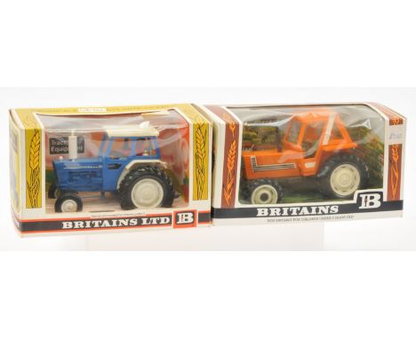 Britains Boxed 1:32 scale Tractor Pair, to include 9524 Ford 6600, blue &amp; off white with driver figure, and 9528 Fiat Tra