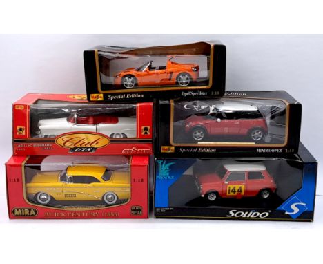 Mira, Maisto,&nbsp;Solido&nbsp;&amp; Majorette&nbsp;1:18 scale, a boxed&nbsp;Car group.&nbsp;Includes Mini Cooper S 1964 &amp