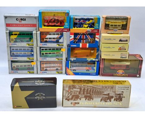 Corgi Boxed Bus, Coach &amp; Tram Group, to include Collectors' Classics C860 1912 Rolls-Royce Silver Ghost, Gold Star Specia