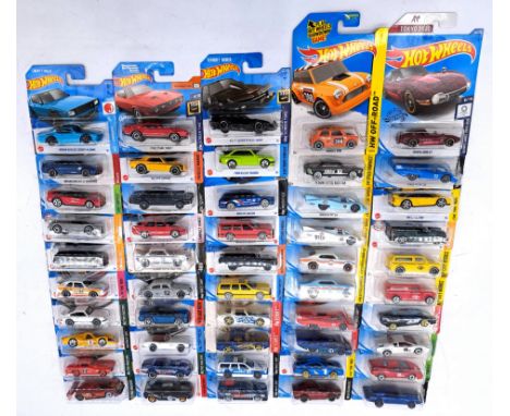 Mattel Hot Wheels Main Line Carded Group, to include Ford Escort RS2000, Toyota 2000GT (Tokyo Olympics 2020), James Bond 007 
