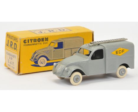 JRD No.108 Citroen 2CV "EDF", grey, plated metal ladder to roof, "EDF" to sides, bare metal hubs, white tyres, condition appe