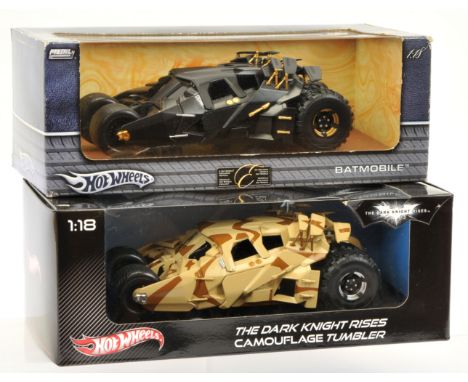 Mattel Hot Wheels 1:18 Scale Batman Batmobile Pair, to include The Dark Knight Rises Camouflage Tumbler and Batmobile Hot Whe