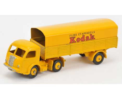 French Dinky 32aj Panhard Articulated Truck and Trailer "Kodak", yellow including metal tilt and convex hubs with smooth tyre