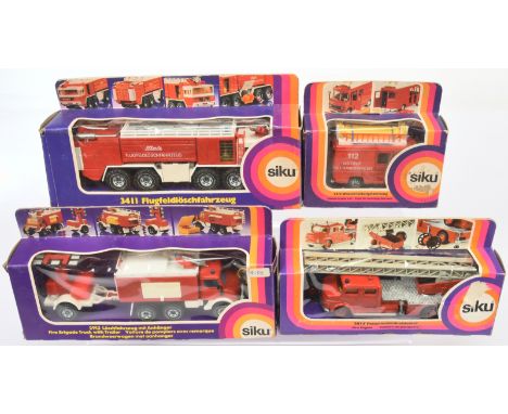 Siku, a mixed boxed group of Fire Service Vehicles to include, 3411 Airport Fire Engine, 2913 Fire Truck and Trailer, 2815 Fi