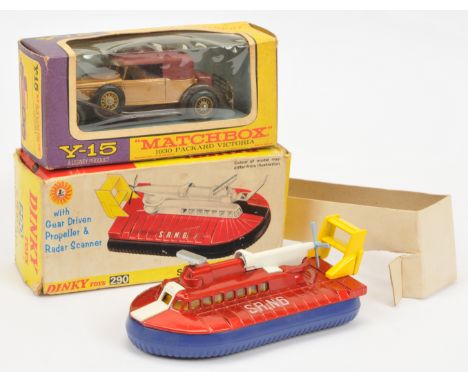 Dinky Toys 290 S.R.N.6 Hovercraft, red/blue with yellow aerofoil, condition appears to be Excellent, within Good box, with in