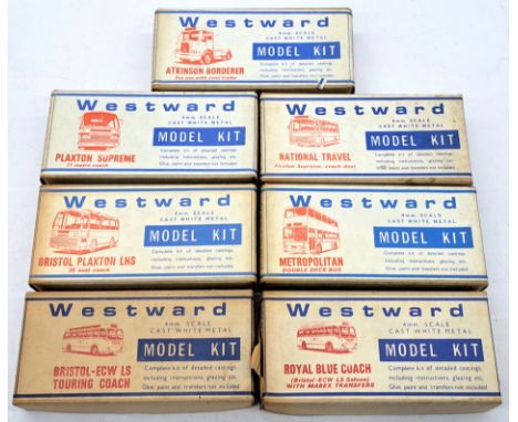 Westward 1:76 Scale White Metal Model Kits, to include Bristol ECW LS Touring Coach, Atkinson Borderer, and others, contents 