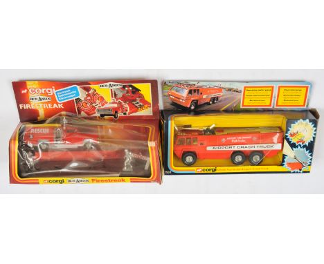 Corgi, a mixed boxed pair of Fire Related Vehicles to include, (1) Corgi 1001 HCB Angus "Firestreak" - red, chrome, white noz