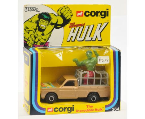 Corgi 264 The Incredible Hulk Mazda Pick-Up, light metallic brown, black interior with harder to find grey cage, with "Hulk" 